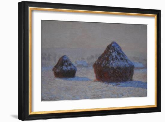 Wheatstacks, Snow Effect, Morning, 1891-Claude Monet-Framed Giclee Print