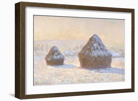 Wheatstaks, Snow Effect, Morning, 1891-Claude Monet-Framed Giclee Print