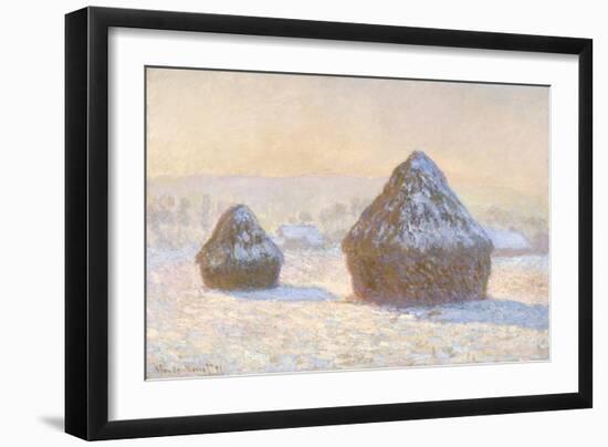 Wheatstaks, Snow Effect, Morning, 1891-Claude Monet-Framed Giclee Print