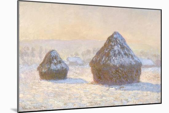 Wheatstaks, Snow Effect, Morning, 1891-Claude Monet-Mounted Giclee Print