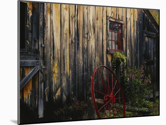 Wheel Besides Barn, Drury Place, Weston, Vermont, USA-Scott T. Smith-Mounted Photographic Print