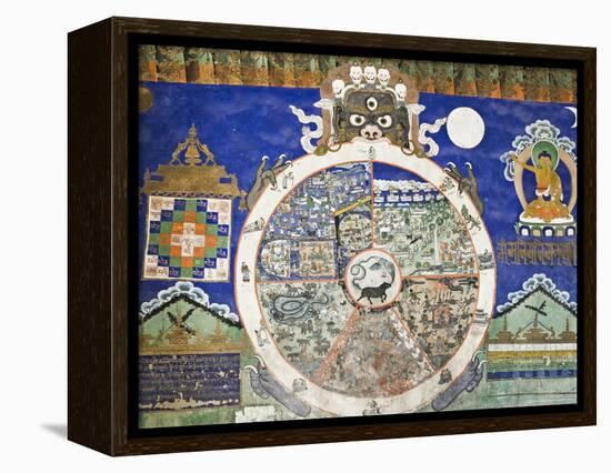 Wheel of Life Wall Art, Tikse Gompa, Tikse, Ladakh, Indian Himalaya, India-Jochen Schlenker-Framed Premier Image Canvas