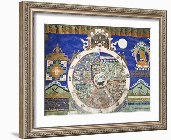 Wheel of Life Wall Art, Tikse Gompa, Tikse, Ladakh, Indian Himalaya, India-Jochen Schlenker-Framed Photographic Print