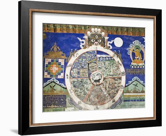 Wheel of Life Wall Art, Tikse Gompa, Tikse, Ladakh, Indian Himalaya, India-Jochen Schlenker-Framed Photographic Print