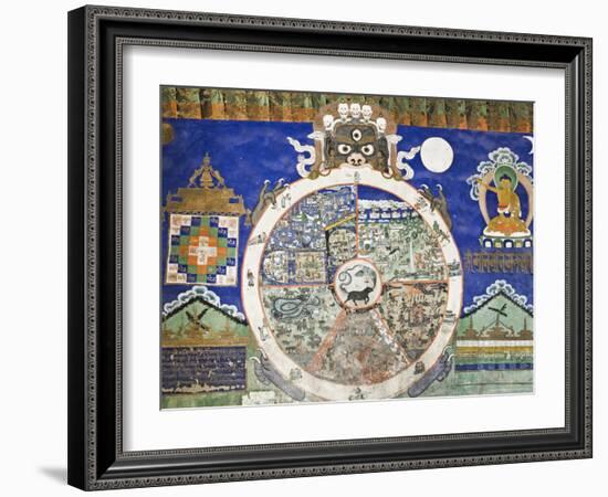 Wheel of Life Wall Art, Tikse Gompa, Tikse, Ladakh, Indian Himalaya, India-Jochen Schlenker-Framed Photographic Print