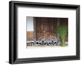 Wheel with Gassho-zukuri house, Ainokura Village, Gokayama, Japan-Keren Su-Framed Photographic Print