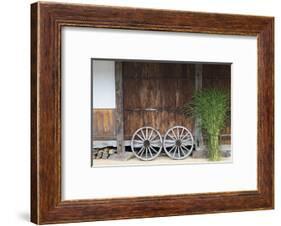 Wheel with Gassho-zukuri house, Ainokura Village, Gokayama, Japan-Keren Su-Framed Photographic Print