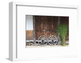 Wheel with Gassho-zukuri house, Ainokura Village, Gokayama, Japan-Keren Su-Framed Photographic Print