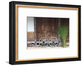 Wheel with Gassho-zukuri house, Ainokura Village, Gokayama, Japan-Keren Su-Framed Photographic Print