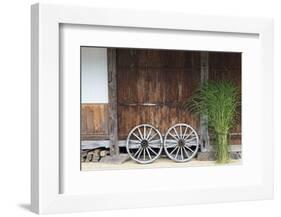 Wheel with Gassho-zukuri house, Ainokura Village, Gokayama, Japan-Keren Su-Framed Photographic Print