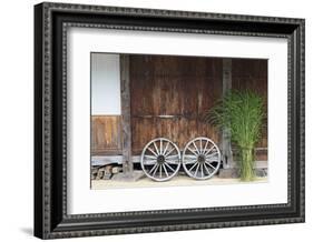 Wheel with Gassho-zukuri house, Ainokura Village, Gokayama, Japan-Keren Su-Framed Photographic Print