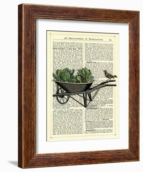 Wheelbarrow Lettuce & Bird-Marion Mcconaghie-Framed Giclee Print