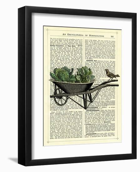 Wheelbarrow Lettuce & Bird-Marion Mcconaghie-Framed Giclee Print