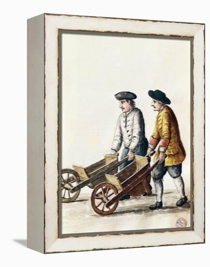 Wheelbarrow Race, from Costumes of Venetians, Grevenbroch Manuscript, Italy, 18th Century-null-Framed Premier Image Canvas