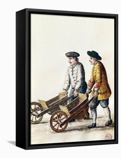 Wheelbarrow Race, from Costumes of Venetians, Grevenbroch Manuscript, Italy, 18th Century-null-Framed Premier Image Canvas