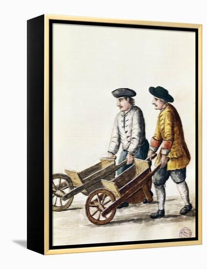 Wheelbarrow Race, from Costumes of Venetians, Grevenbroch Manuscript, Italy, 18th Century-null-Framed Premier Image Canvas