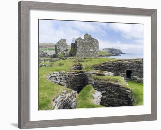 Wheelhouses, Jarlshof Archaeological Site, Shetland Islands, Scotland-Martin Zwick-Framed Photographic Print