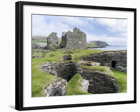 Wheelhouses, Jarlshof Archaeological Site, Shetland Islands, Scotland-Martin Zwick-Framed Photographic Print