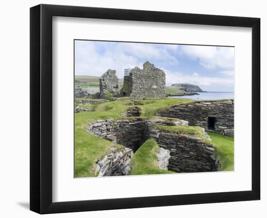 Wheelhouses, Jarlshof Archaeological Site, Shetland Islands, Scotland-Martin Zwick-Framed Photographic Print