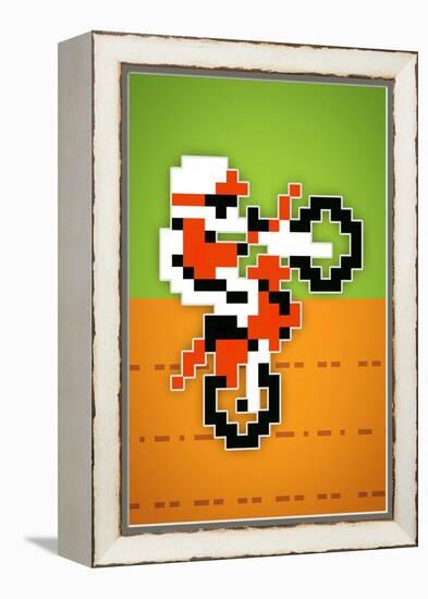 Wheelie 8-bit Video Game Plastic Sign-null-Framed Stretched Canvas