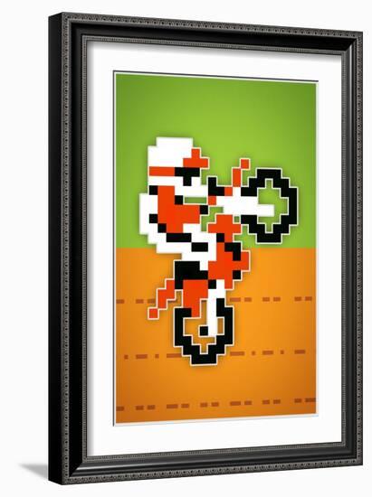 Wheelie 8-bit Video Game Plastic Sign-null-Framed Art Print