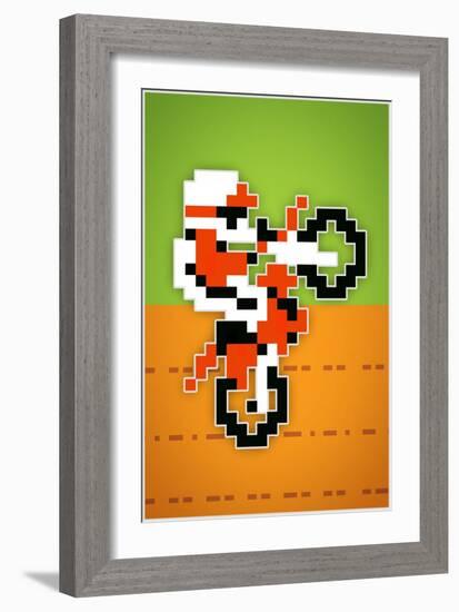 Wheelie 8-bit Video Game-null-Framed Art Print
