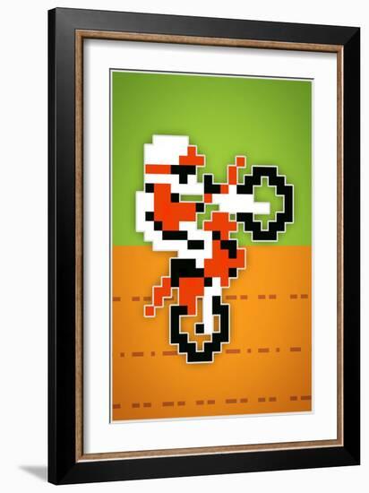 Wheelie 8-bit Video Game-null-Framed Art Print