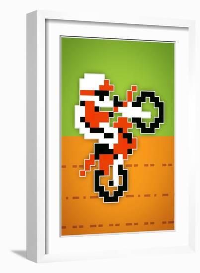 Wheelie 8-bit Video Game-null-Framed Art Print