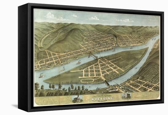 Wheeling, West Virginia - Panoramic Map-Lantern Press-Framed Stretched Canvas