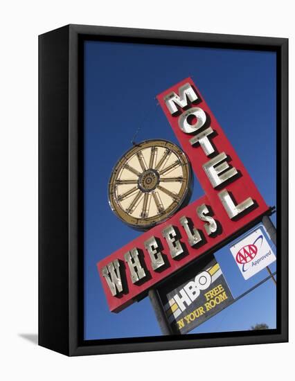 Wheels Motel Sign, Greybull, Wyoming, USA-Nancy & Steve Ross-Framed Premier Image Canvas