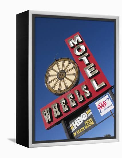 Wheels Motel Sign, Greybull, Wyoming, USA-Nancy & Steve Ross-Framed Premier Image Canvas