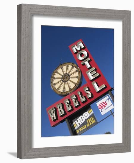 Wheels Motel Sign, Greybull, Wyoming, USA-Nancy & Steve Ross-Framed Photographic Print