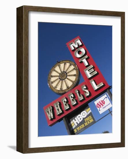 Wheels Motel Sign, Greybull, Wyoming, USA-Nancy & Steve Ross-Framed Photographic Print