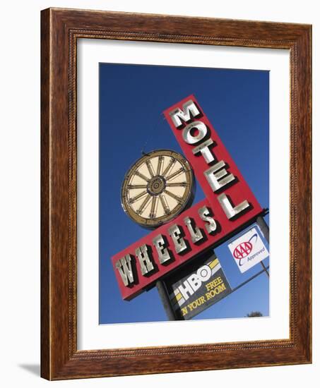 Wheels Motel Sign, Greybull, Wyoming, USA-Nancy & Steve Ross-Framed Photographic Print