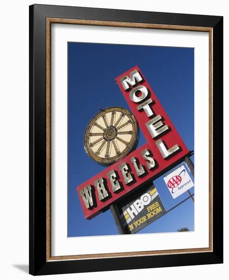 Wheels Motel Sign, Greybull, Wyoming, USA-Nancy & Steve Ross-Framed Photographic Print