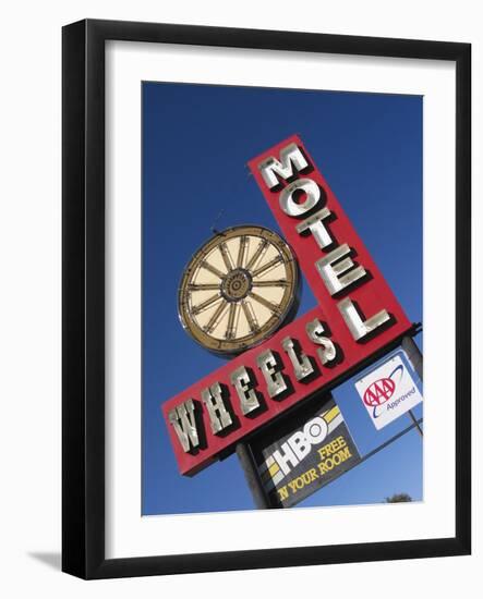 Wheels Motel Sign, Greybull, Wyoming, USA-Nancy & Steve Ross-Framed Photographic Print