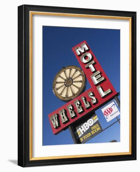 Wheels Motel Sign, Greybull, Wyoming, USA-Nancy & Steve Ross-Framed Photographic Print