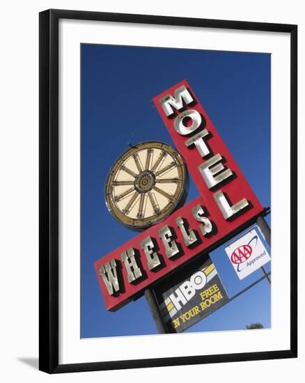 Wheels Motel Sign, Greybull, Wyoming, USA-Nancy & Steve Ross-Framed Photographic Print