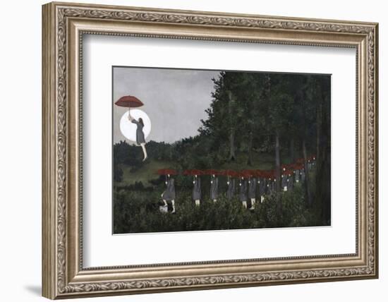 When a rising moon has touched the Treeline-Kara Smith-Framed Art Print