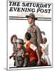 "When Johnny Comes Marching Home" Saturday Evening Post Cover, February 22,1919-Norman Rockwell-Mounted Print