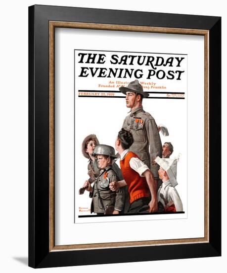 "When Johnny Comes Marching Home" Saturday Evening Post Cover, February 22,1919-Norman Rockwell-Framed Giclee Print