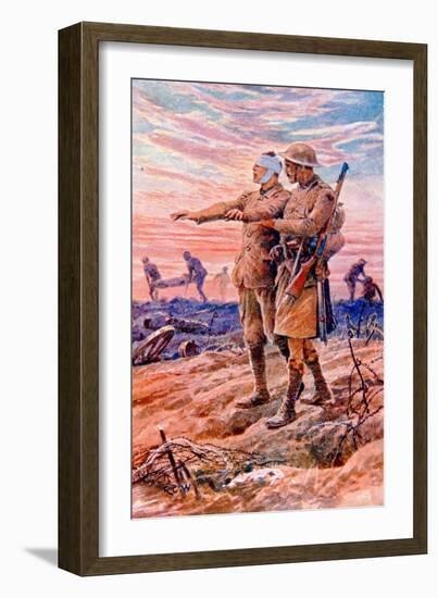 When Night Sets in the Sun Is Down' - British Wwi Postcard Published on Behalf of the National…-Richard Caton Woodville II-Framed Giclee Print