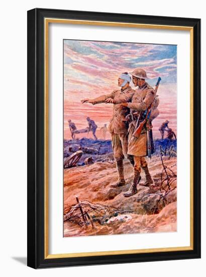 When Night Sets in the Sun Is Down' - British Wwi Postcard Published on Behalf of the National…-Richard Caton Woodville II-Framed Giclee Print