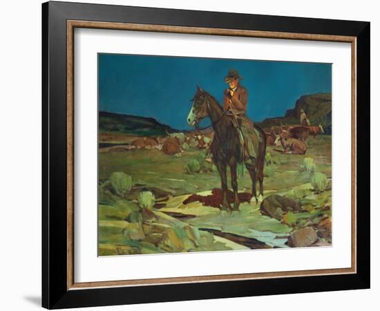 When Nights are Long, 1937-Frank Tenney Johnson-Framed Giclee Print