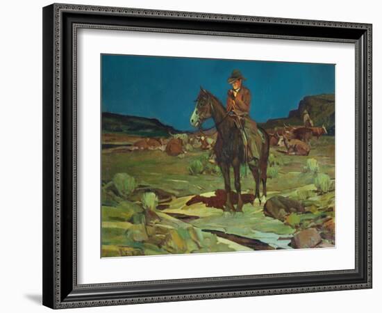 When Nights are Long, 1937-Frank Tenney Johnson-Framed Giclee Print