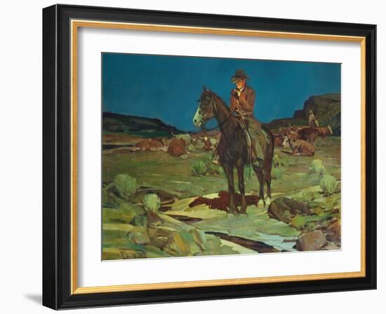 When Nights are Long, 1937-Frank Tenney Johnson-Framed Giclee Print