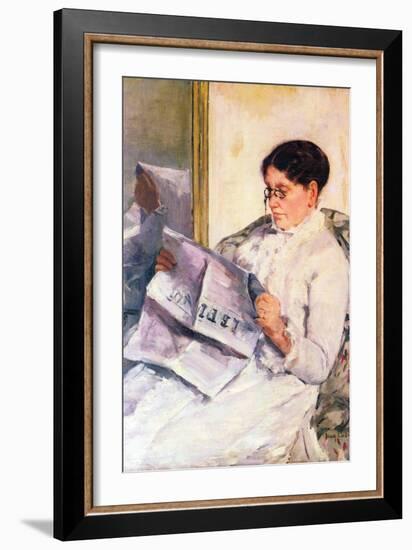 When Reading of Figaro-Mary Cassatt-Framed Art Print