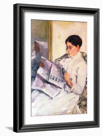 When Reading of Figaro-Mary Cassatt-Framed Premium Giclee Print