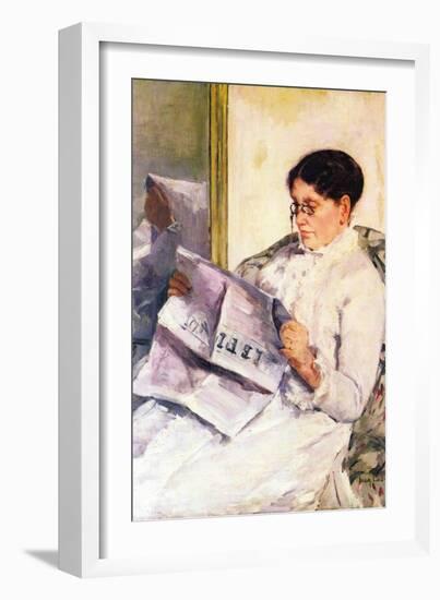 When Reading of Figaro-Mary Cassatt-Framed Art Print