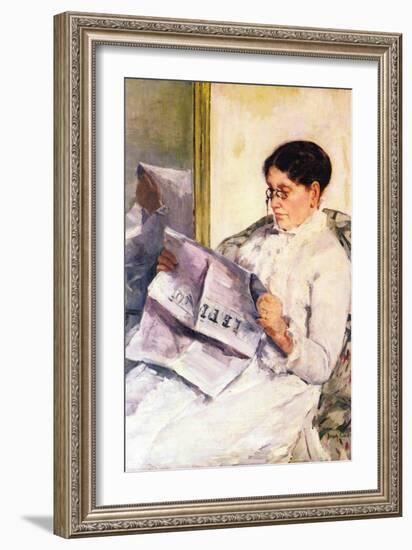 When Reading of Figaro-Mary Cassatt-Framed Premium Giclee Print